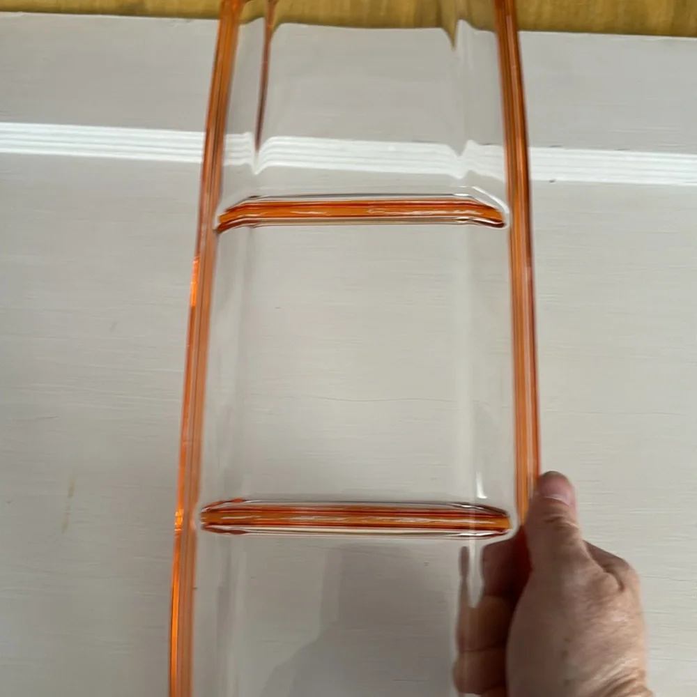 Leonardo Rosé - Clear Tray, Coral Color Trim Visually Stunning 16”x 6”